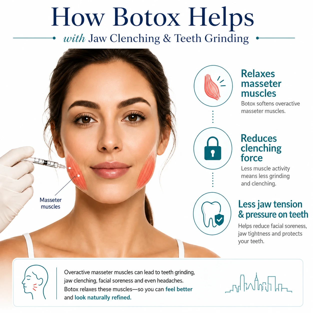 Botox for jaw clenching and teeth grinding infographic